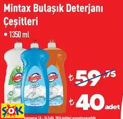 MİNTAX BULAŞIK DETERJANI ÇEŞİTLERİ 1350 ML